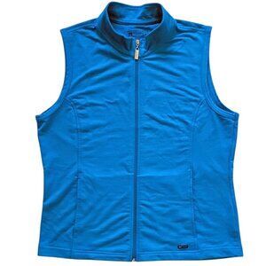 Bermuda Sands Blue Cotton Zip Front Vest L Sleeveless Golf Jacket Side Pockets